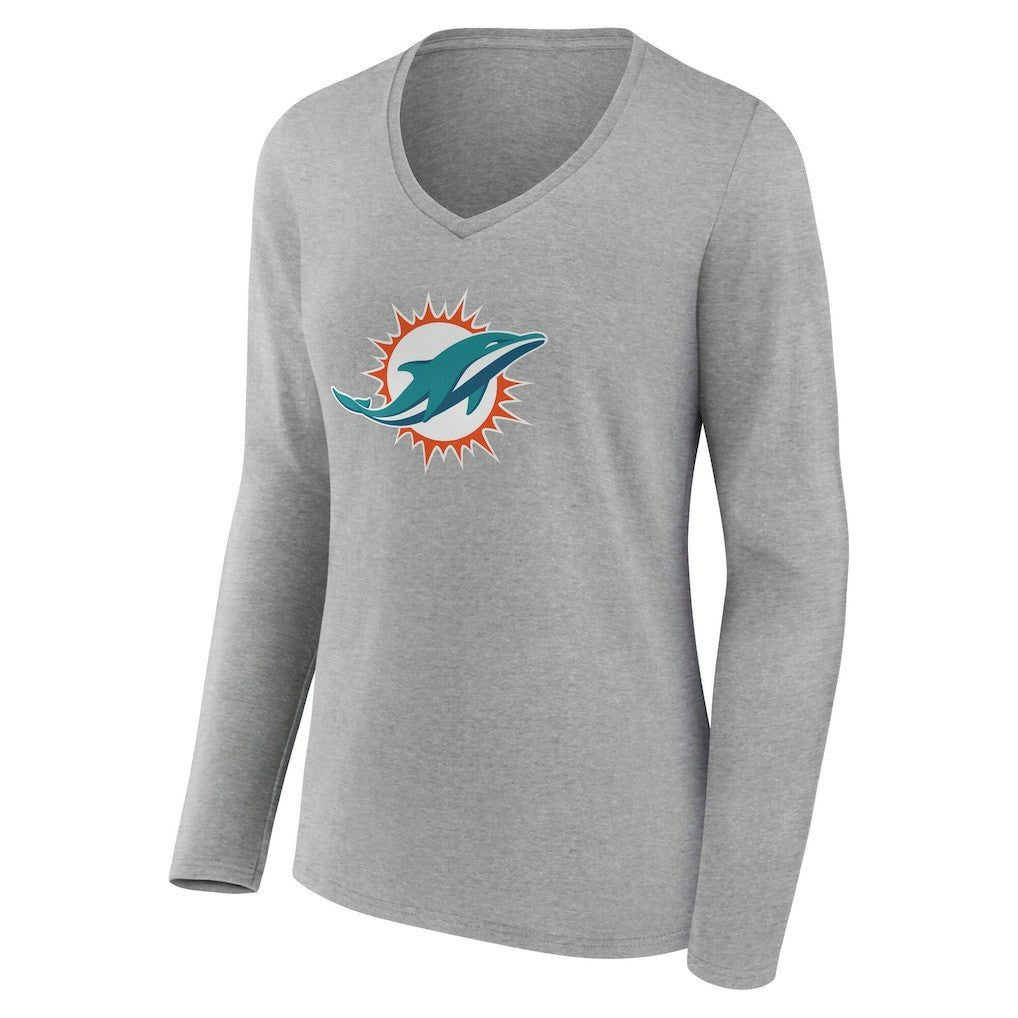 Miami Dolphins Women's Team Authentic Personalized Name & Number Long Sleeve V-Neck T-Shirt - Gray online