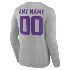Minnesota Vikings Team Authentic Personalized Name & Number Long Sleeve T-Shirt - Gray for sale