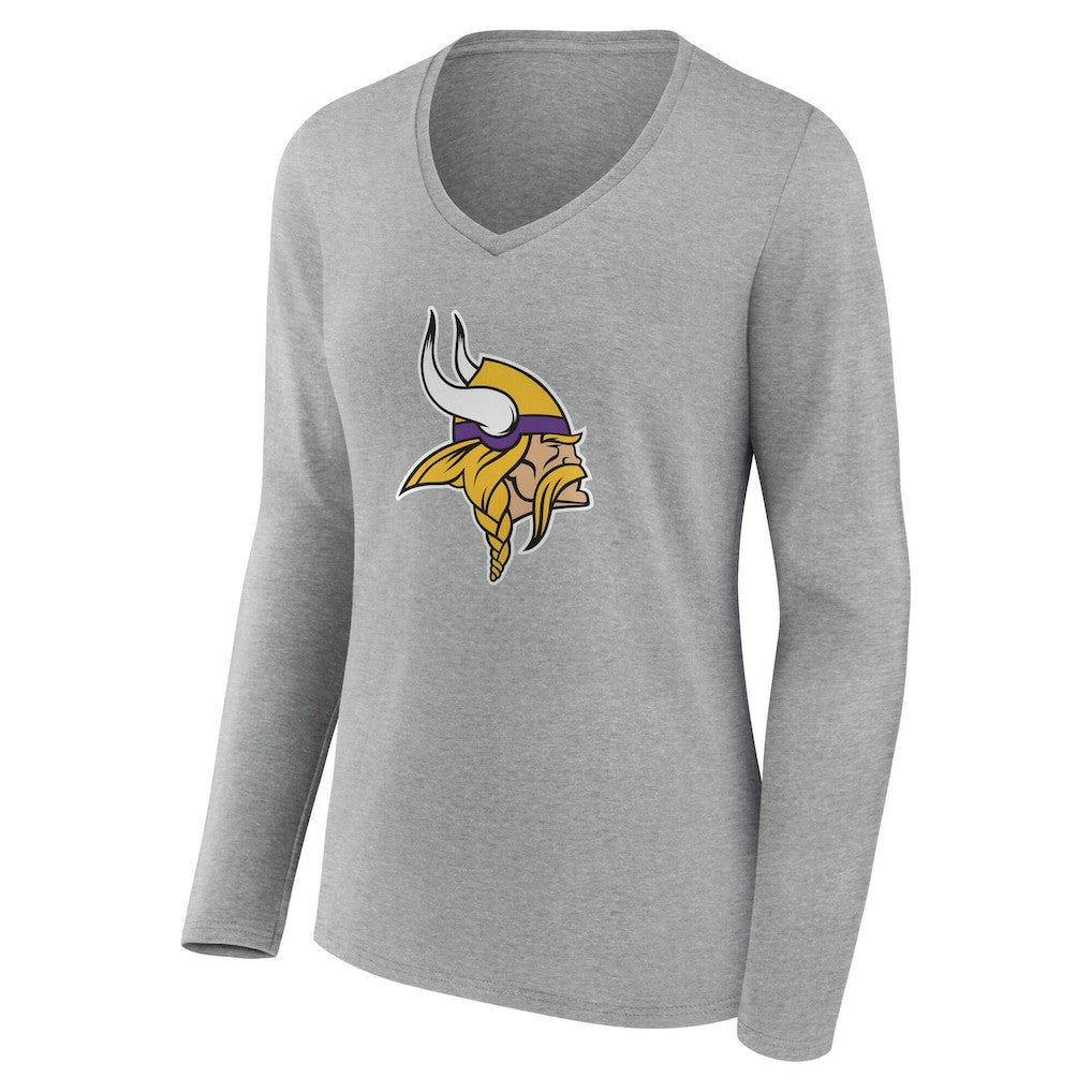 Minnesota Vikings Women's Team Authentic Personalized Name & Number Long Sleeve V-Neck T-Shirt - Gray sale