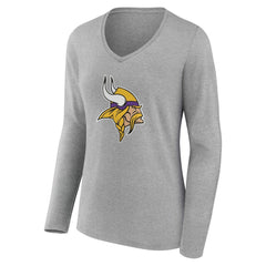 Minnesota Vikings Women's Team Authentic Personalized Name & Number Long Sleeve V-Neck T-Shirt - Gray sale
