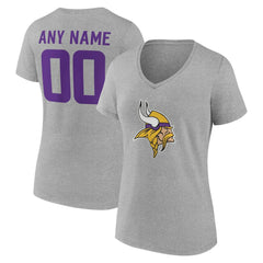Minnesota Vikings Women's Team Authentic Personalized Name & Number V-Neck T-Shirt - Gray cheap