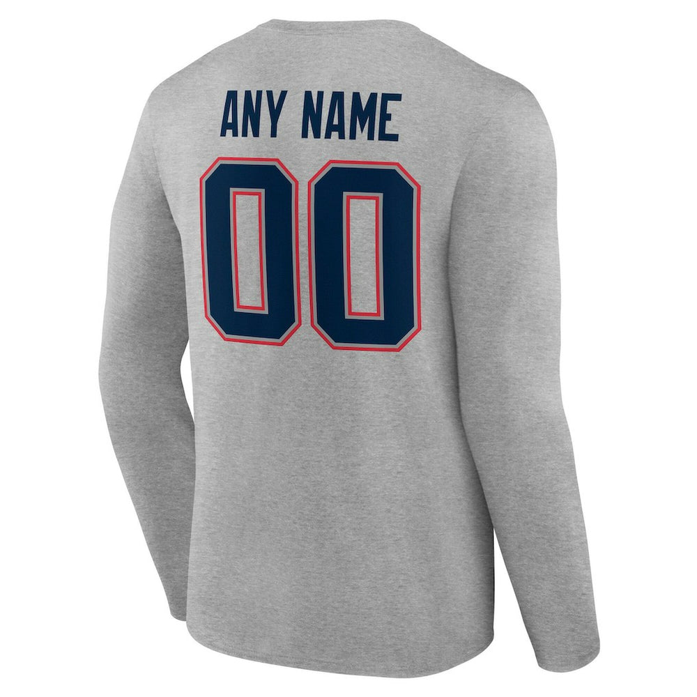 New England Patriots Team Authentic Personalized Name & Number Long Sleeve T-Shirt - Gray online