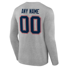 New England Patriots Team Authentic Personalized Name & Number Long Sleeve T-Shirt - Gray online