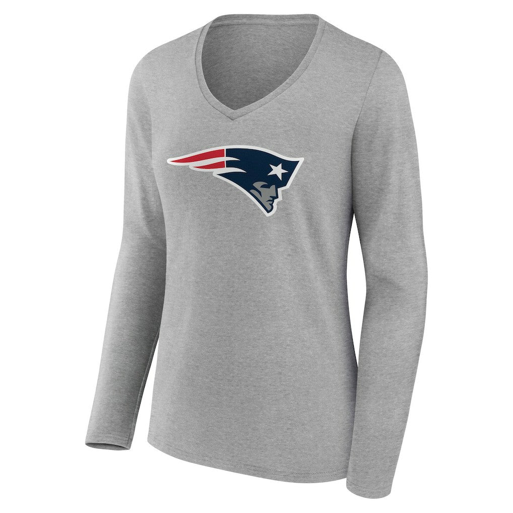 New England Patriots Women's Team Authentic Personalized Name & Number Long Sleeve V-Neck T-Shirt - Gray cheap