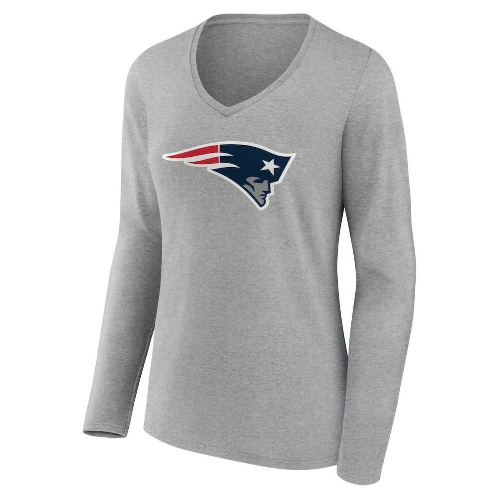New England Patriots Women's Team Authentic Personalized Name & Number Long Sleeve V-Neck T-Shirt - Gray cheap