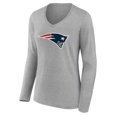New England Patriots Women's Team Authentic Personalized Name & Number Long Sleeve V-Neck T-Shirt - Gray cheap