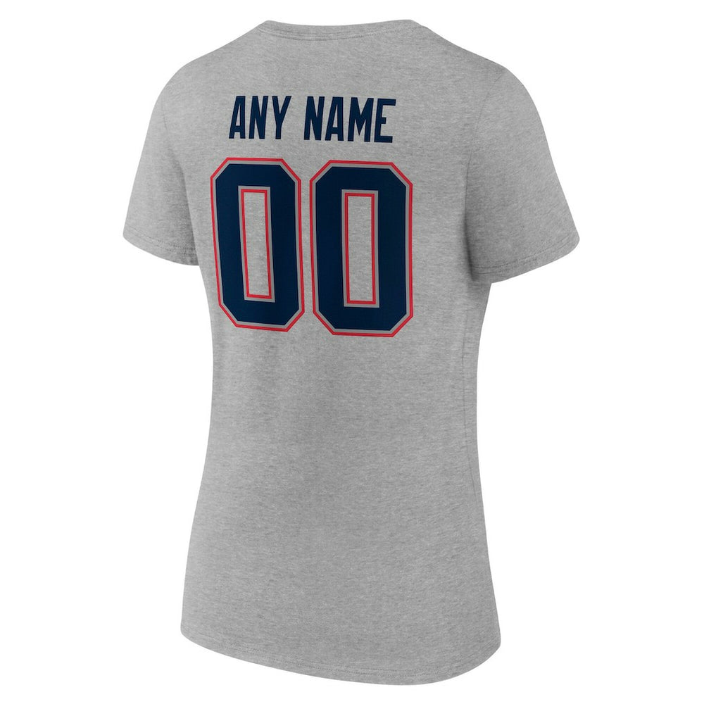 New England Patriots Women's Team Authentic Personalized Name & Number V-Neck T-Shirt - Gray online