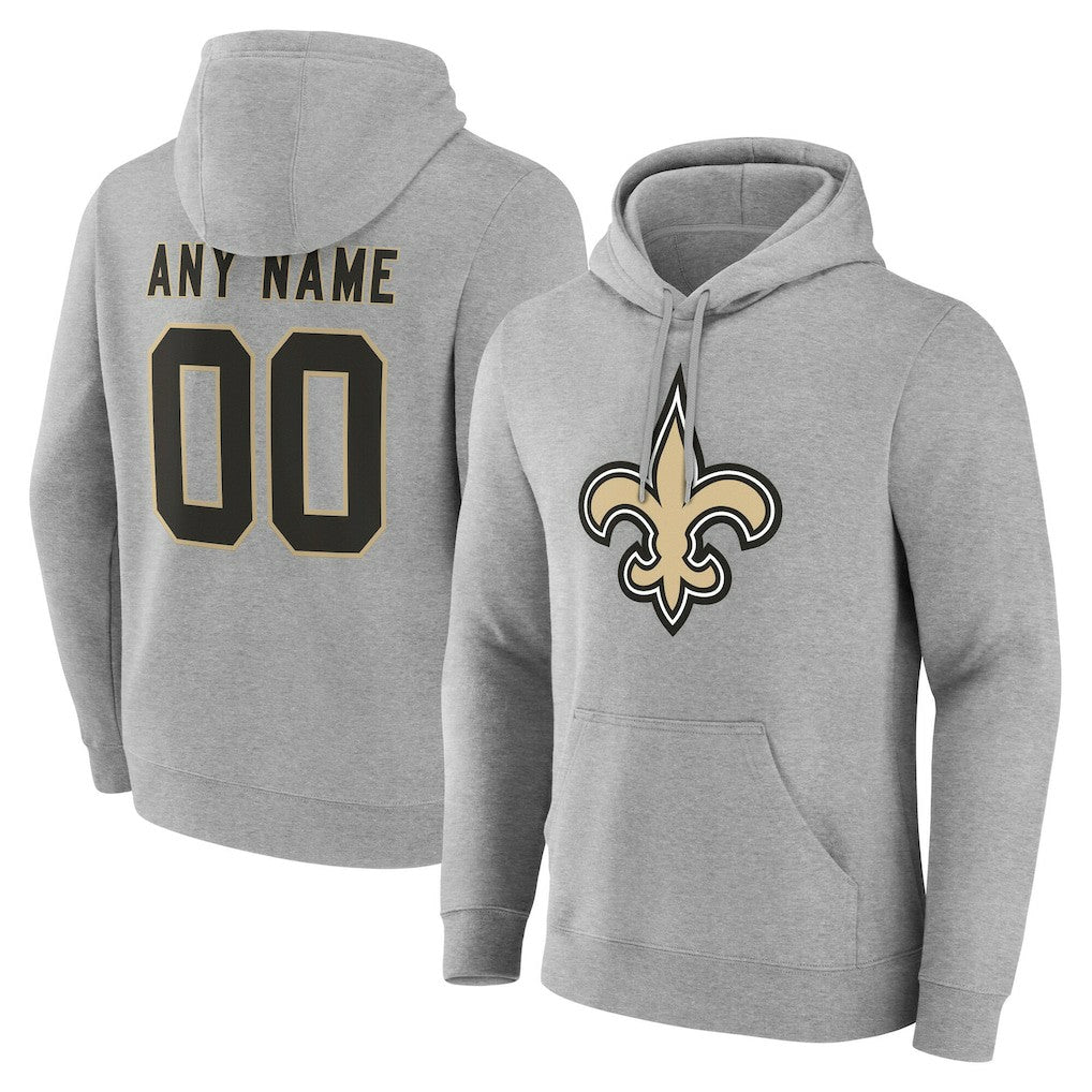 New Orleans Saints Team Authentic Personalized Name & Number Hoodie - Gray discount