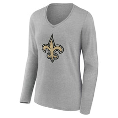 New Orleans Saints Women's Team Authentic Personalized Name & Number Long Sleeve V-Neck T-Shirt - Gray on sale