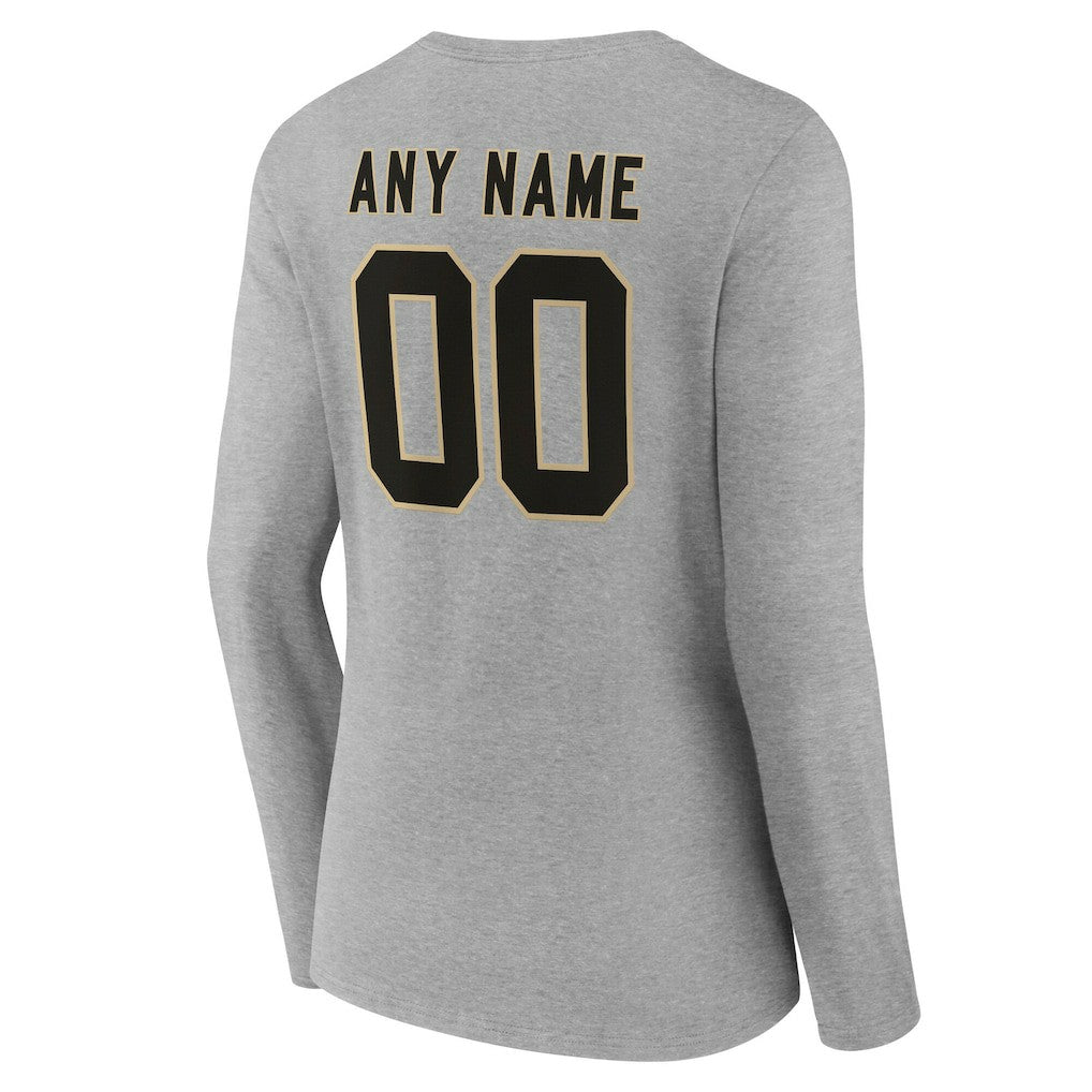 New Orleans Saints Women's Team Authentic Personalized Name & Number Long Sleeve V-Neck T-Shirt - Gray on sale
