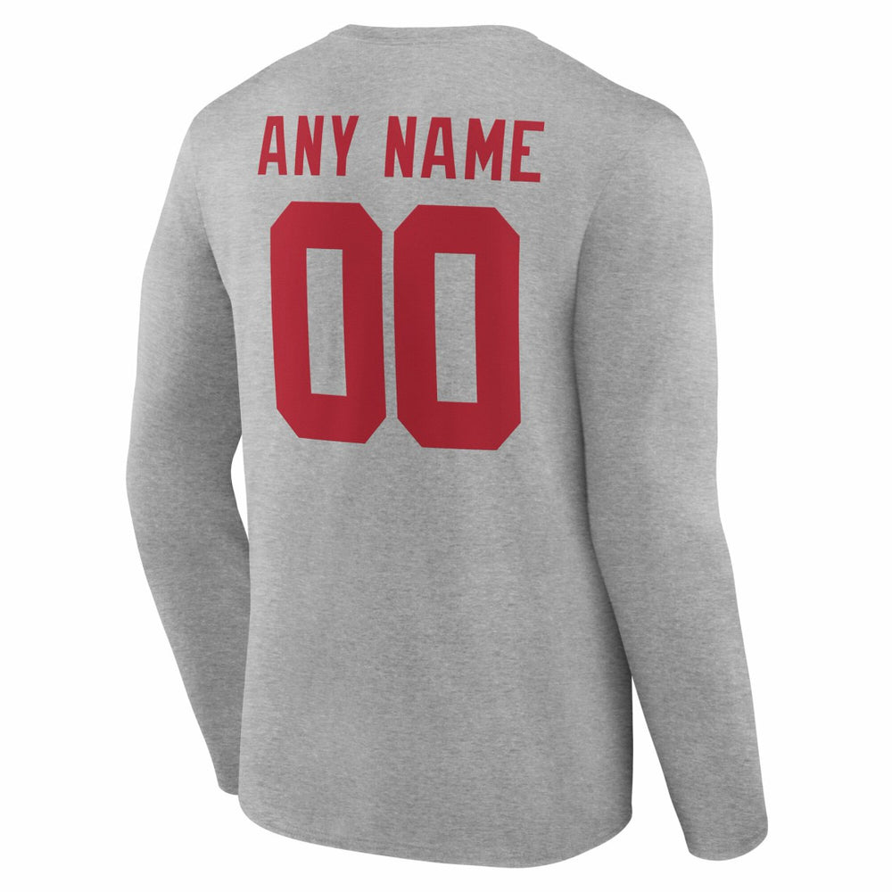 New York Giants Team Authentic Personalized Name & Number Long Sleeve T-Shirt - Gray cheap