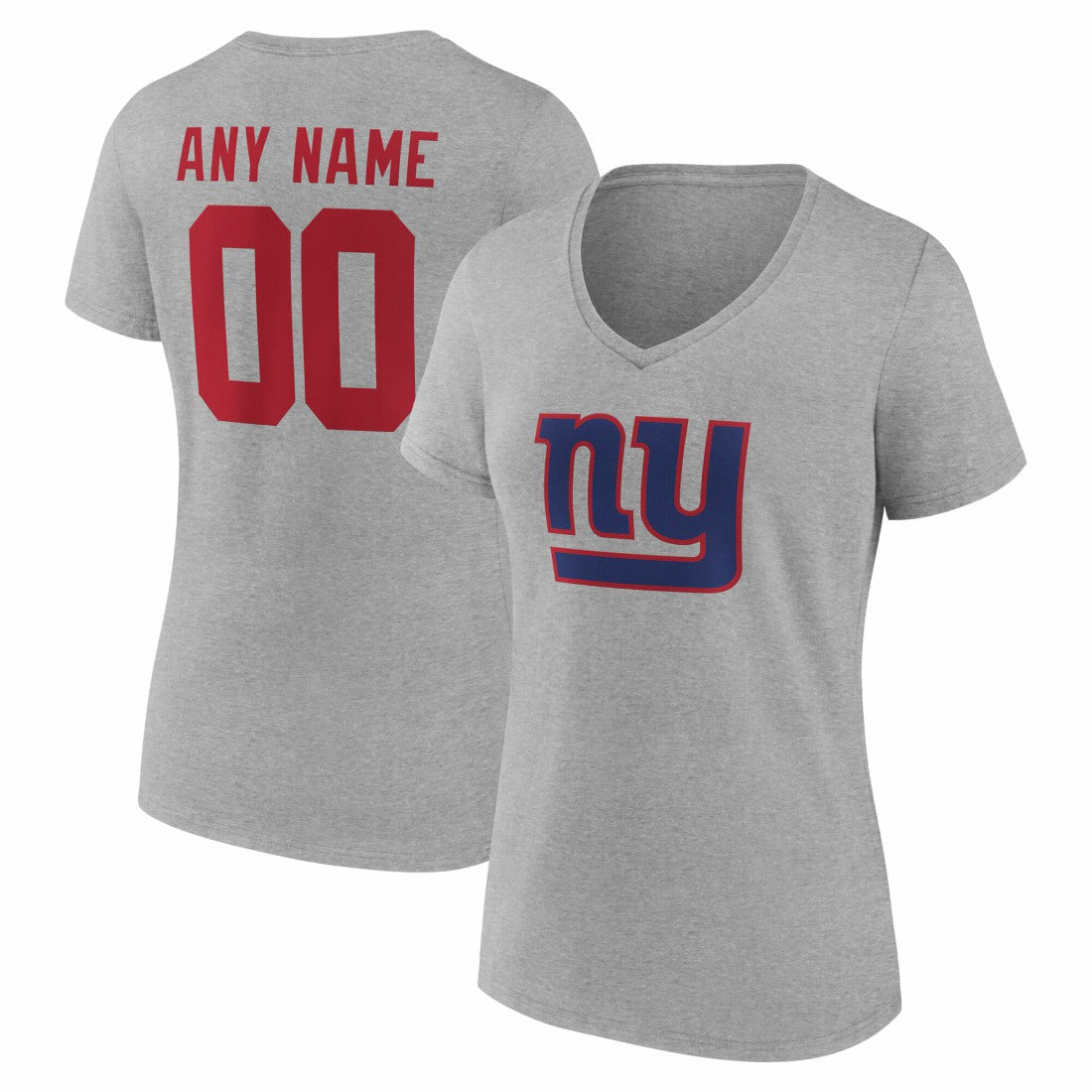 New York Giants Women's Team Authentic Personalized Name & Number V-Neck T-Shirt - Gray cheap