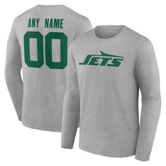 New York Jets Team Authentic Personalized Name & Number Long Sleeve T-Shirt - Gray discount