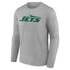 New York Jets Team Authentic Personalized Name & Number Long Sleeve T-Shirt - Gray discount