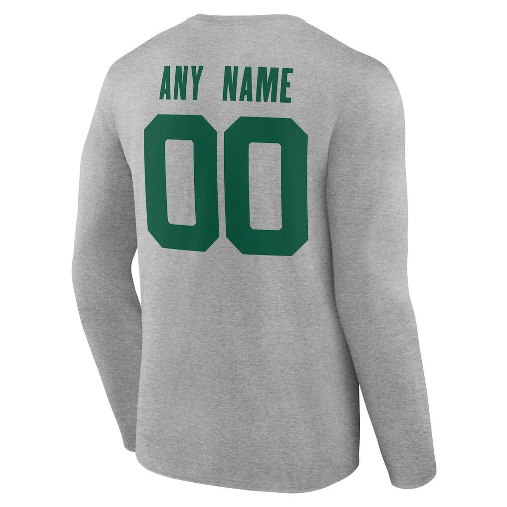 New York Jets Team Authentic Personalized Name & Number Long Sleeve T-Shirt - Gray discount