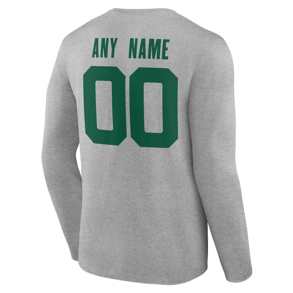 New York Jets Team Authentic Personalized Name & Number Long Sleeve T-Shirt - Gray discount
