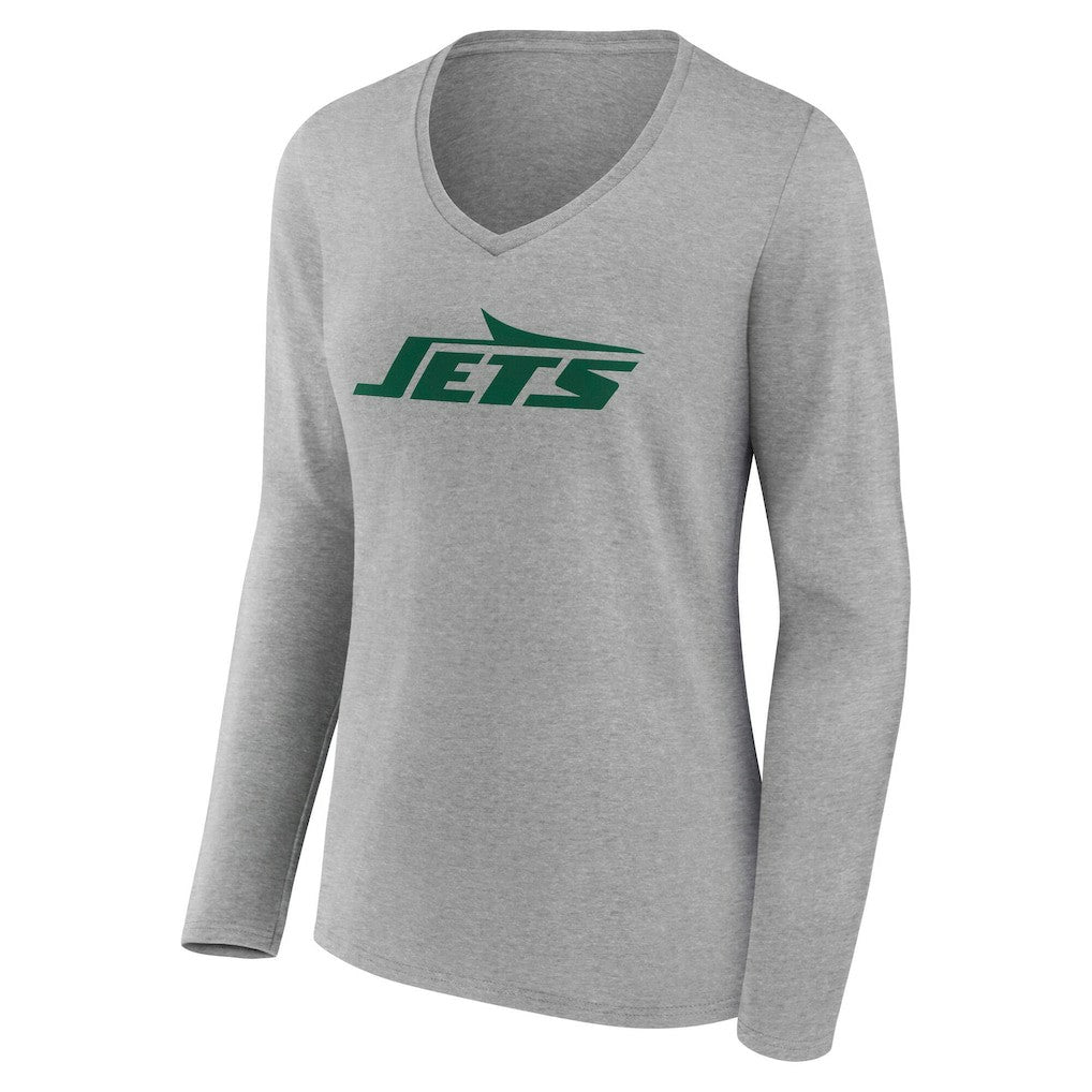 New York Jets Women's Team Authentic Personalized Name & Number Long Sleeve V-Neck T-Shirt - Gray outlet