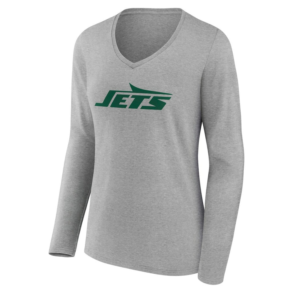New York Jets Women's Team Authentic Personalized Name & Number Long Sleeve V-Neck T-Shirt - Gray outlet
