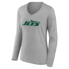 New York Jets Women's Team Authentic Personalized Name & Number Long Sleeve V-Neck T-Shirt - Gray outlet