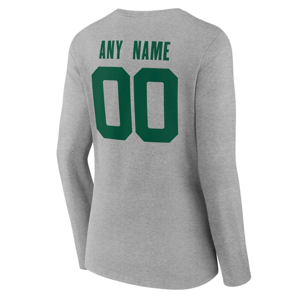 New York Jets Women's Team Authentic Personalized Name & Number Long Sleeve V-Neck T-Shirt - Gray outlet