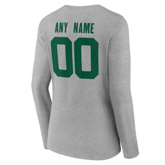 New York Jets Women's Team Authentic Personalized Name & Number Long Sleeve V-Neck T-Shirt - Gray outlet