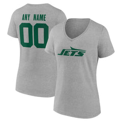 New York Jets Women's Team Authentic Personalized Name & Number V-Neck T-Shirt - Gray discount