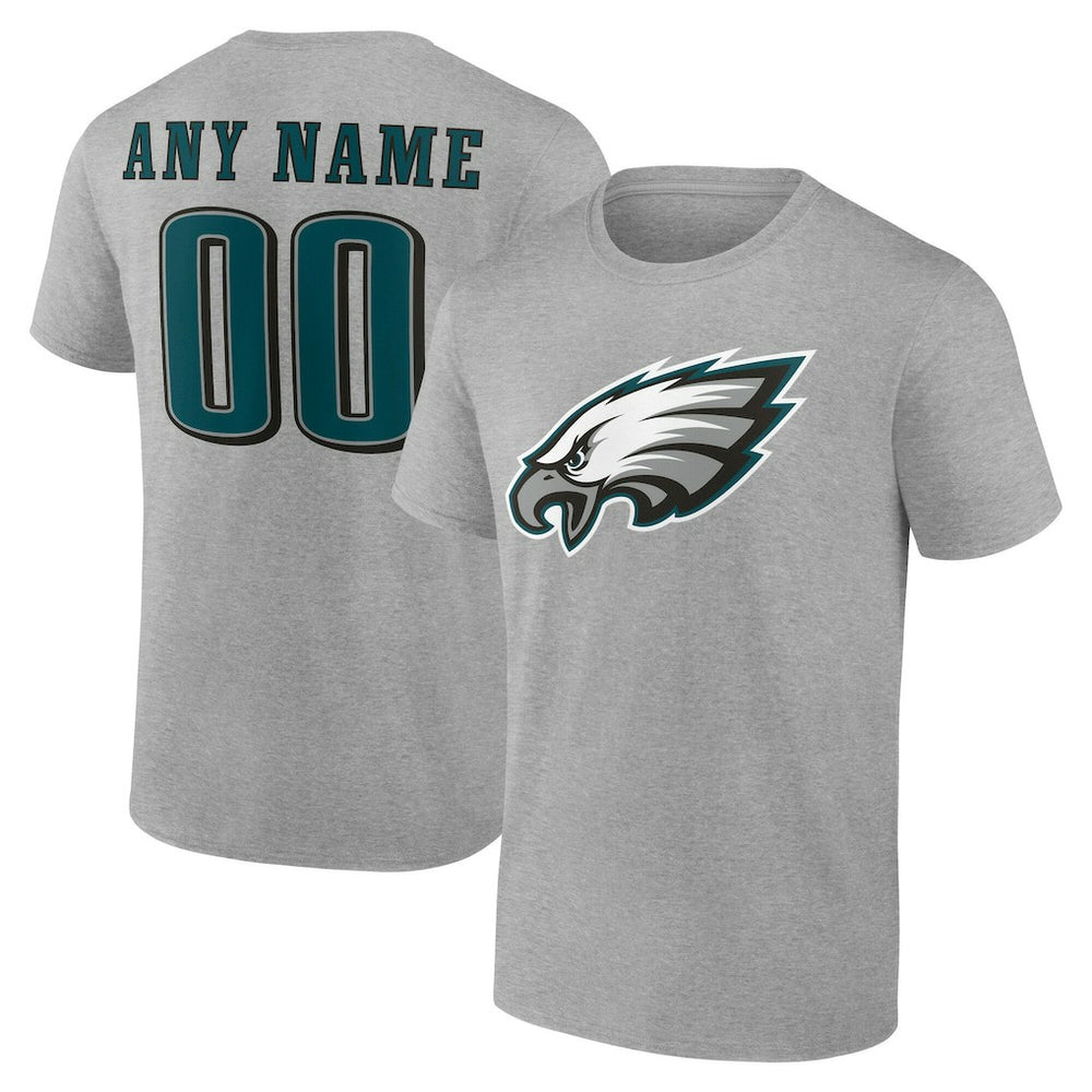 Philadelphia Eagles Team Authentic Personalized Name & Number T-Shirt - Gray for sale