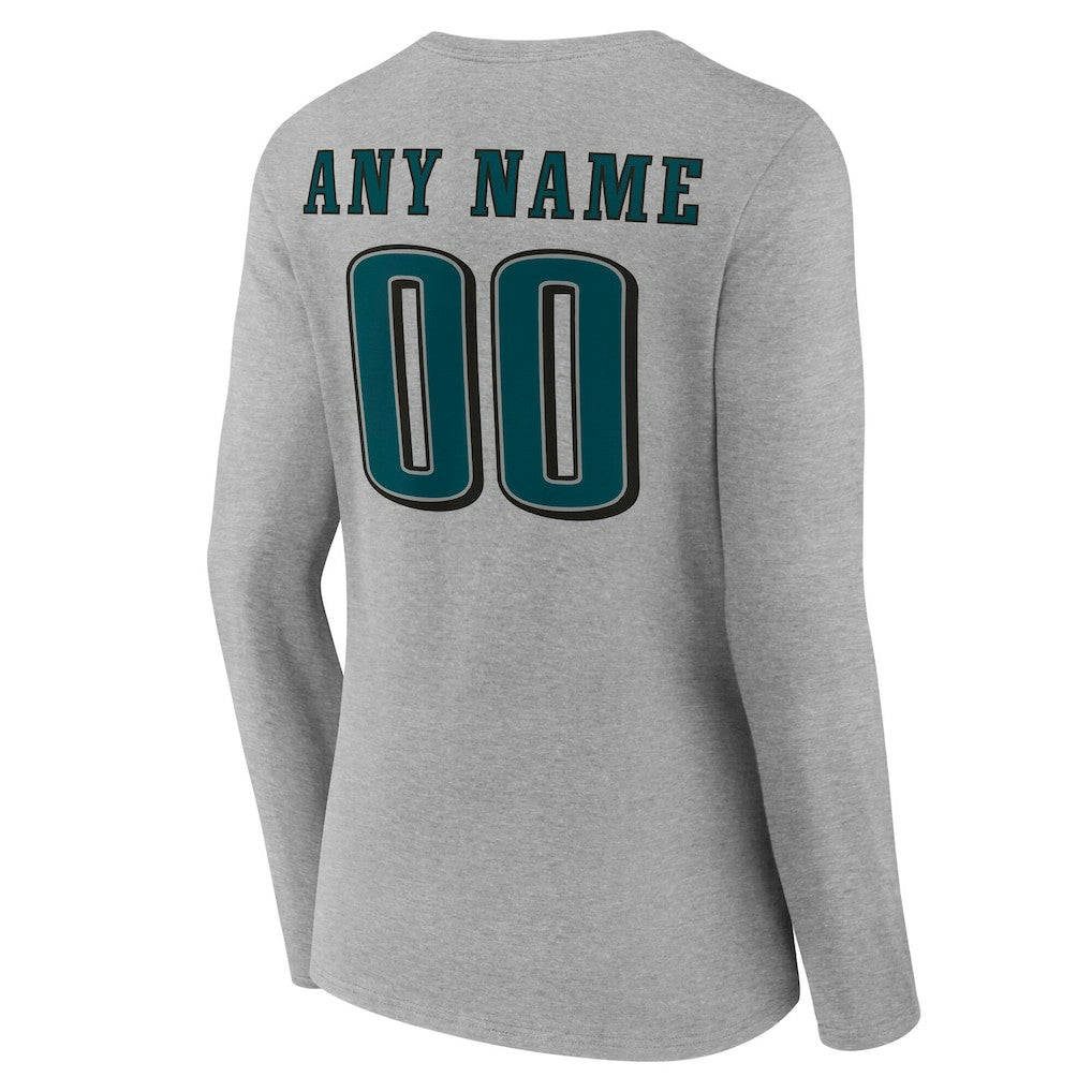 Philadelphia Eagles Women's Team Authentic Personalized Name & Number Long Sleeve V-Neck T-Shirt - Gray online