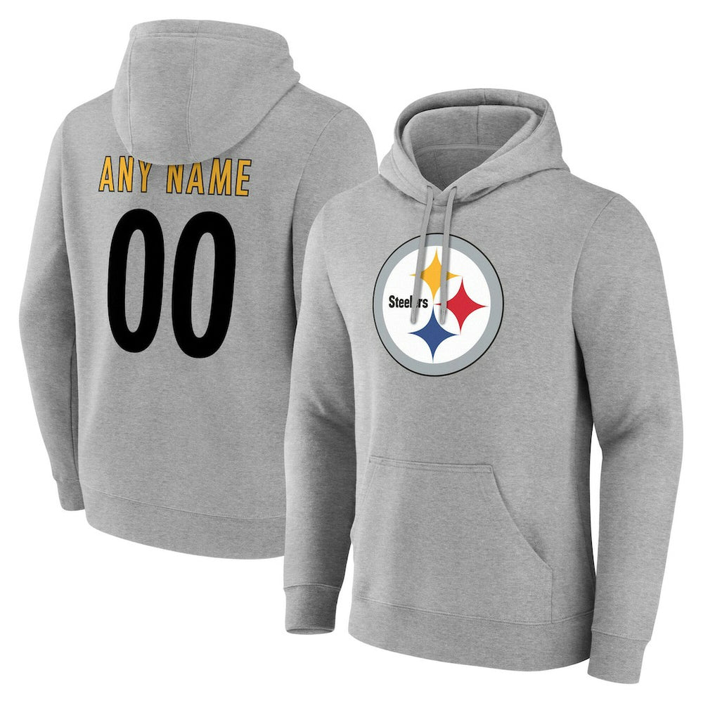 Pittsburgh Steelers Team Authentic Personalized Name & Number Hoodie - Gray online