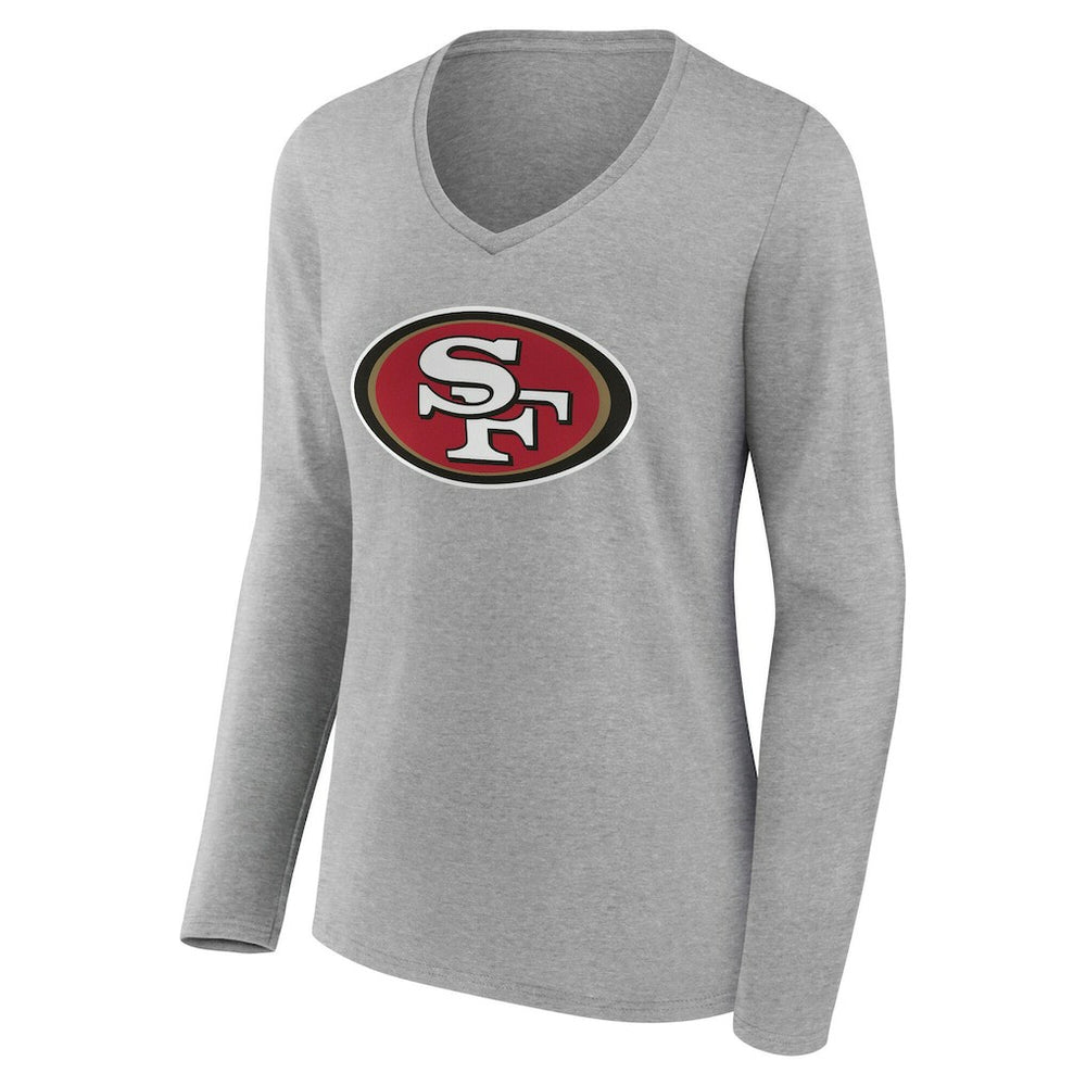 San Francisco 49ers Women's Team Authentic Personalized Name & Number Long Sleeve V-Neck T-Shirt - Gray outlet