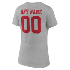 San Francisco 49ers Women's Team Authentic Personalized Name & Number V-Neck T-Shirt - Gray for sale