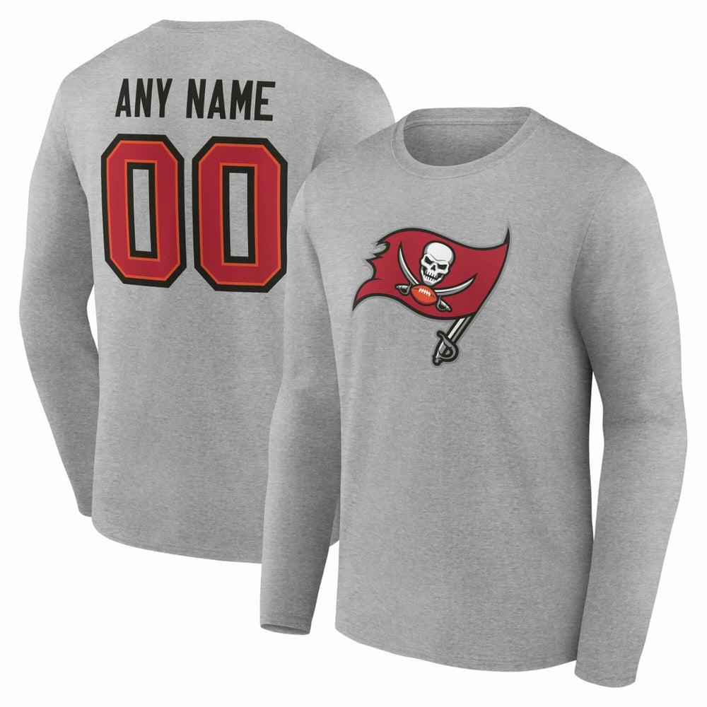 Tampa Bay Buccaneers Team Authentic Personalized Name & Number Long Sleeve T-Shirt - Gray on sale