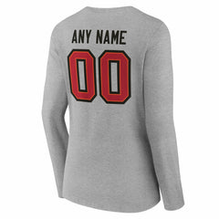 Tampa Bay Buccaneers Women's Team Authentic Personalized Name & Number Long Sleeve V-Neck T-Shirt - Gray on sale