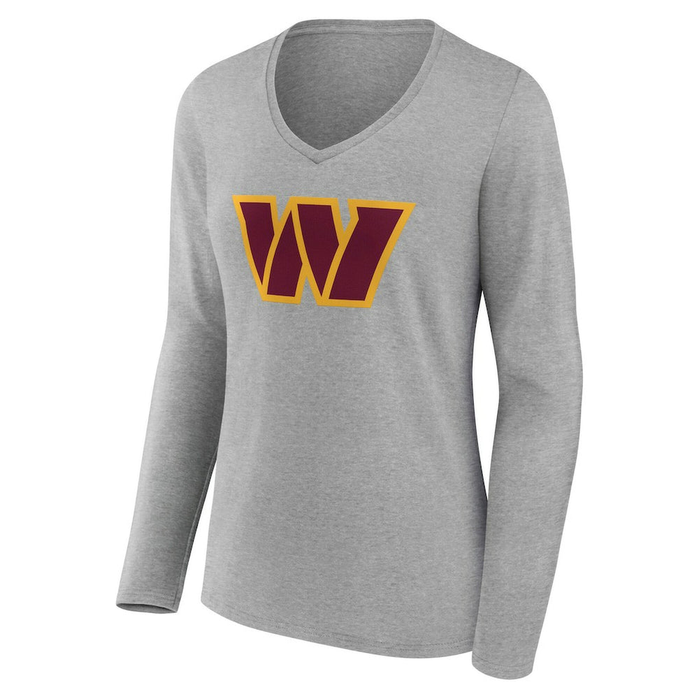 Washington Commanders Women's Team Authentic Personalized Name & Number Long Sleeve V-Neck T-Shirt - Gray discount