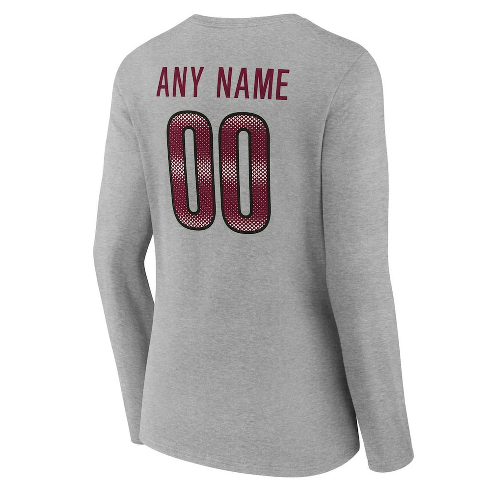 Washington Commanders Women's Team Authentic Personalized Name & Number Long Sleeve V-Neck T-Shirt - Gray discount