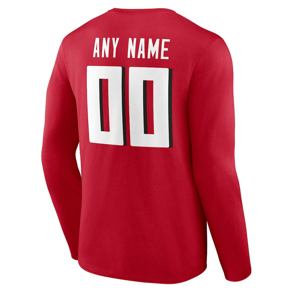 Atlanta Falcons Team Authentic Personalized Name & Number Long Sleeve T-Shirt - Red outlet