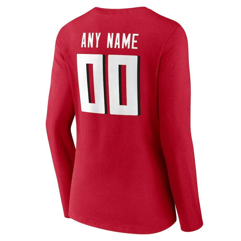Atlanta Falcons Women's Team Authentic Personalized Name & Number Long Sleeve V-Neck T-Shirt - Red outlet