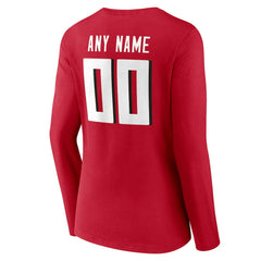 Atlanta Falcons Women's Team Authentic Personalized Name & Number Long Sleeve V-Neck T-Shirt - Red outlet