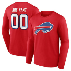 Buffalo Bills Team Authentic Personalized Name & Number Long Sleeve T-Shirt - Red cheap