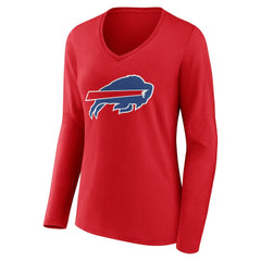 Buffalo Bills Women's Team Authentic Personalized Name & Number Long Sleeve V-Neck T-Shirt - Red cheap