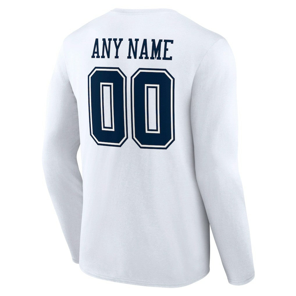 Dallas Cowboys Team Authentic Personalized Name & Number Long Sleeve T-Shirt - White cheap