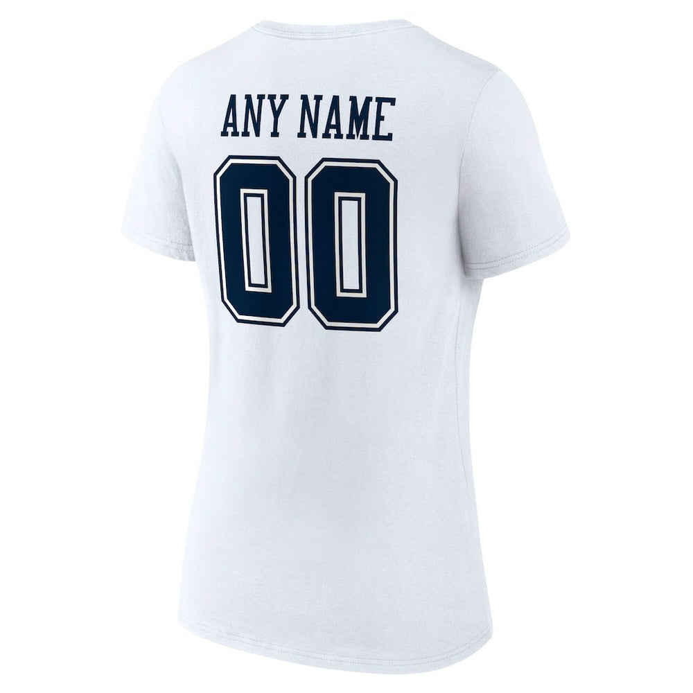 Dallas Cowboys Women's Team Authentic Personalized Name & Number V-Neck T-Shirt - White online