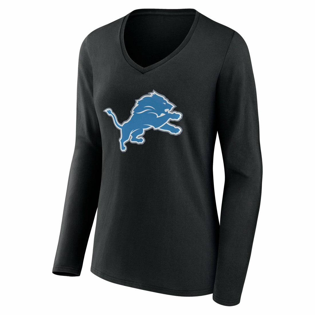 Detroit Lions Women's Team Authentic Personalized Name & Number Long Sleeve V-Neck T-Shirt - Black cheap