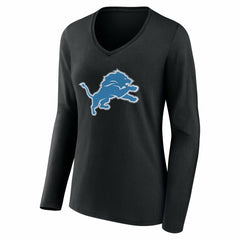 Detroit Lions Women's Team Authentic Personalized Name & Number Long Sleeve V-Neck T-Shirt - Black cheap