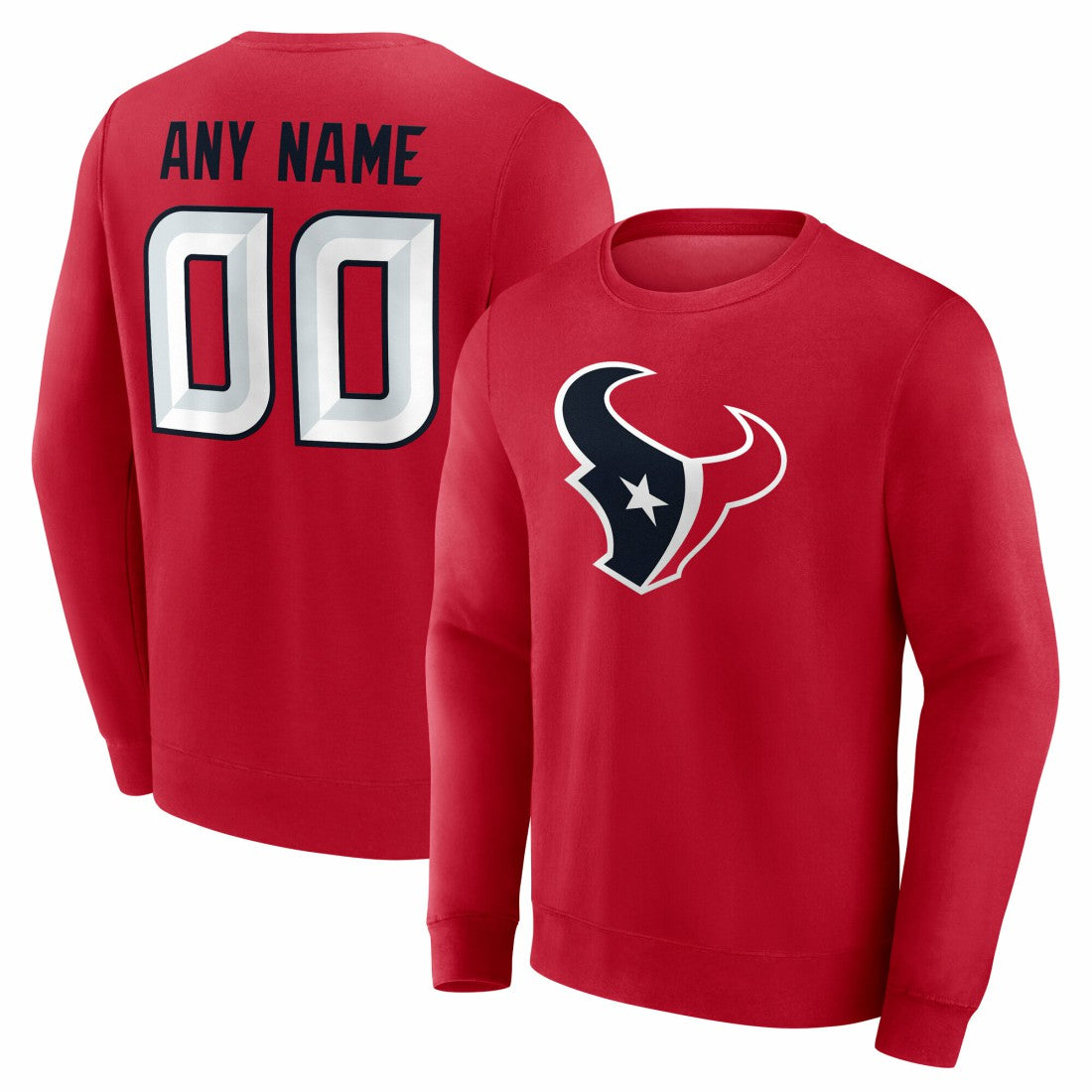 Houston Texans Team Authentic Personalized Name & Number Sweatshirt - Red sale