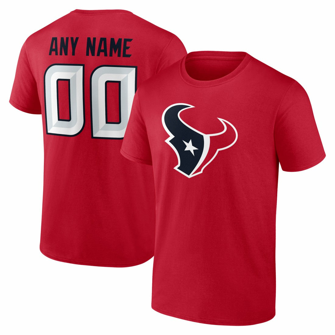 Houston Texans Team Authentic Personalized Name & Number T-Shirt - Red discount
