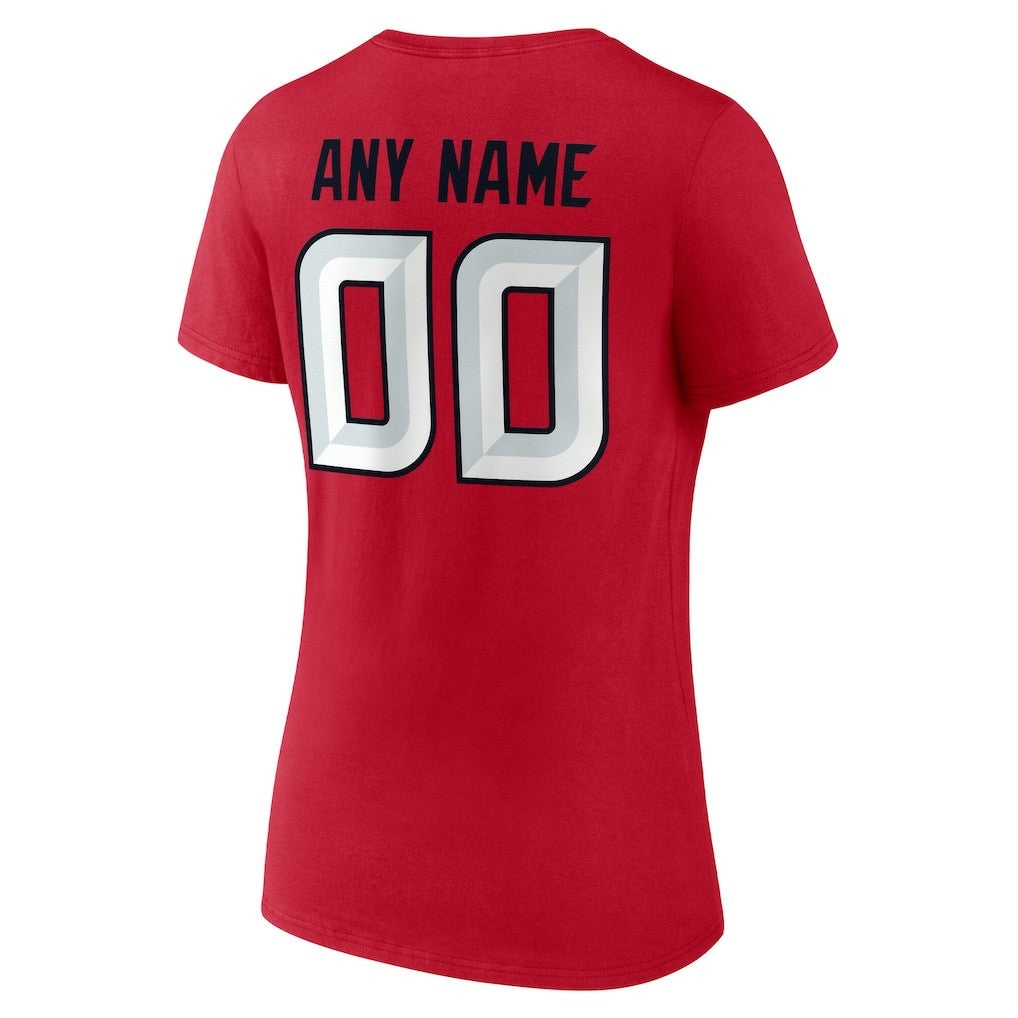 Houston Texans Women's Team Authentic Personalized Name & Number V-Neck T-Shirt - Red on sale