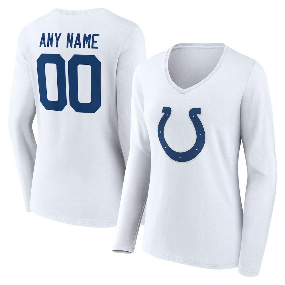 Indianapolis Colts Women's Team Authentic Personalized Name & Number Long Sleeve V-Neck T-Shirt - White outlet