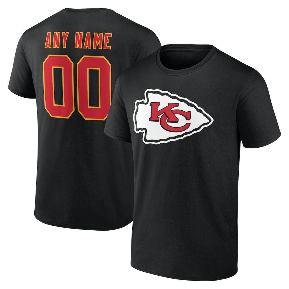 Kansas City Chiefs Team Authentic Personalized Name & Number T-Shirt - Black cheap