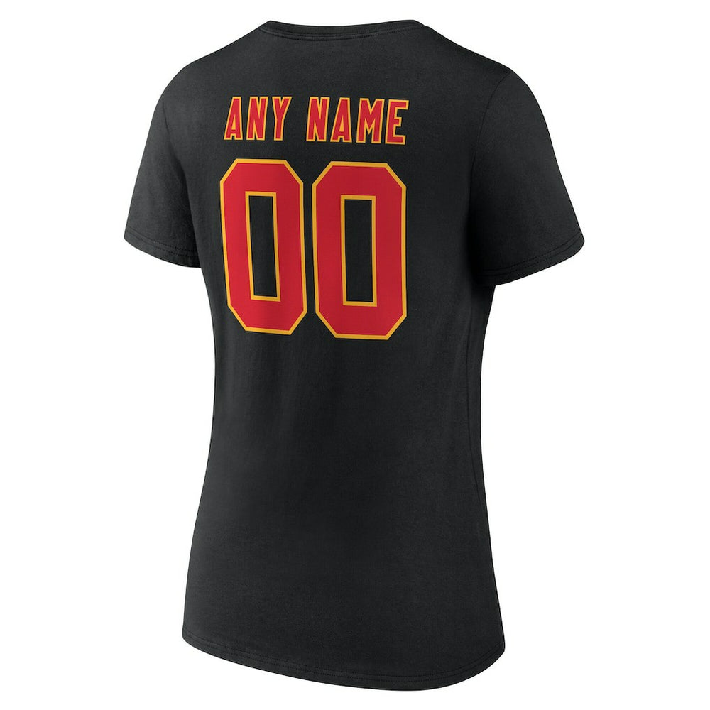 Kansas City Chiefs Women's Team Authentic Personalized Name & Number V-Neck T-Shirt - Black for sale